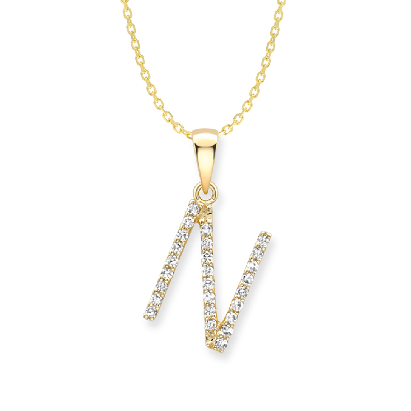 Beards Diamond Initial Pendant "N" 18ct Yellow Gold