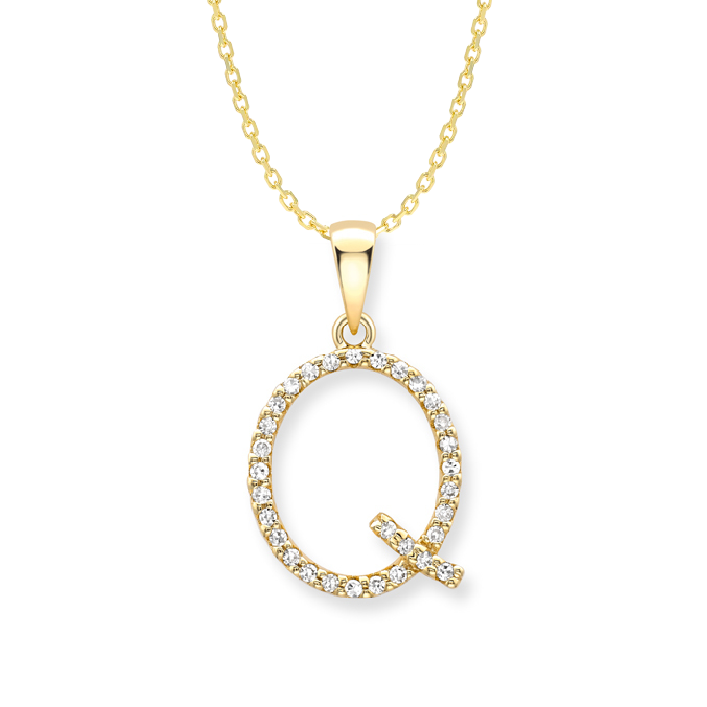 Beards Diamond Initial Pendant "Q" 18ct Yellow Gold