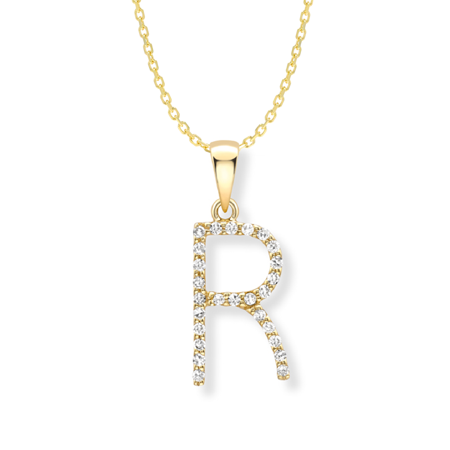 Beards Diamond Initial Pendant "R" 18ct Yellow Gold