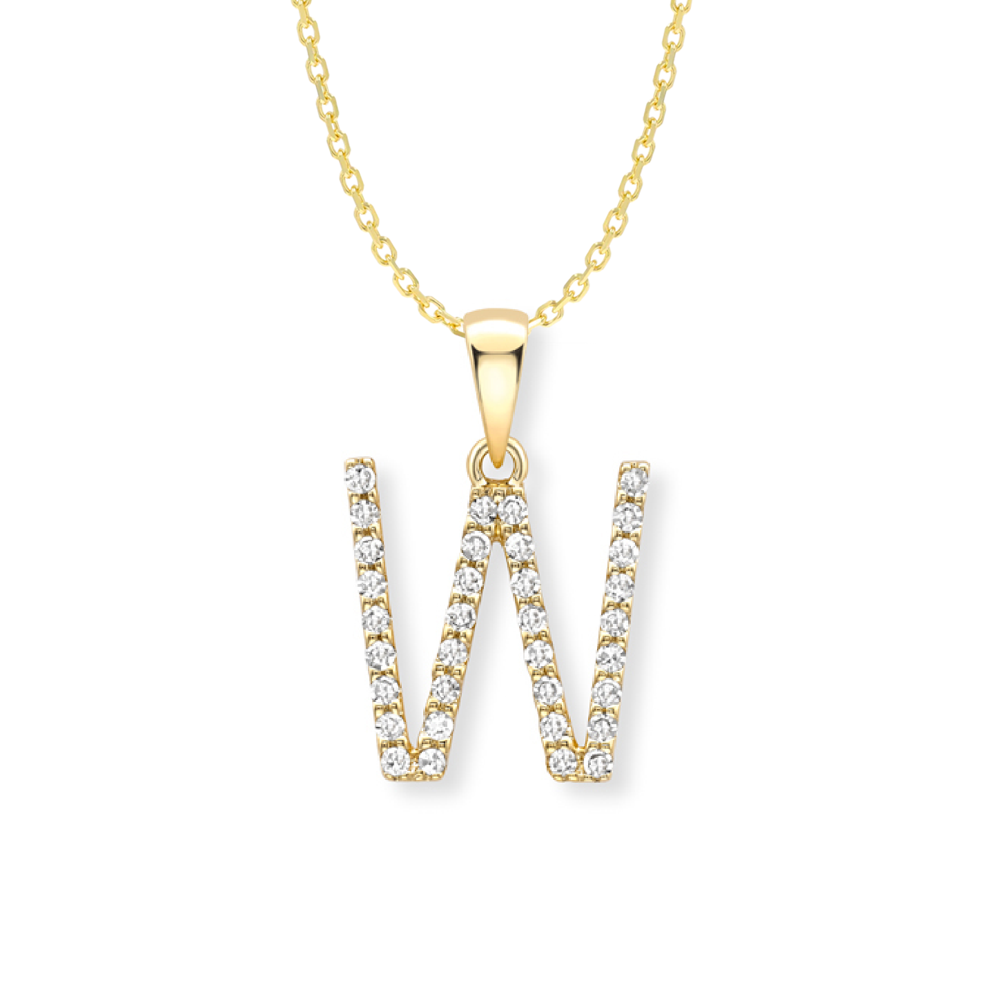 Beards Diamond Initial Pendant "W" 18ct Yellow Gold