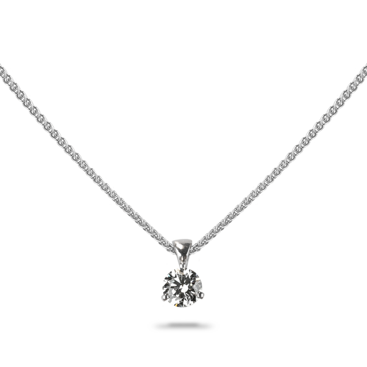 Diamond necklace on a white background
