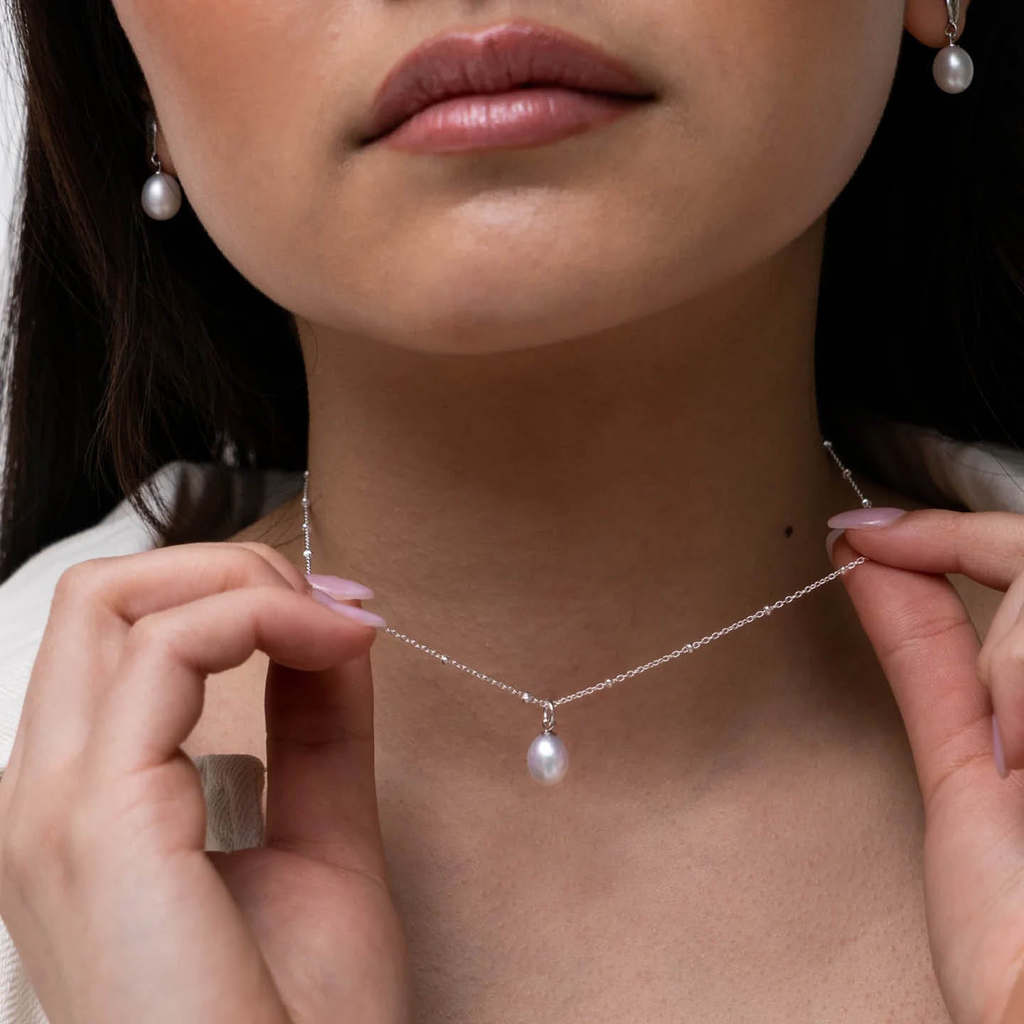 Dower & Hall Timeless Pearl Pendant PLP40-S-WP-18