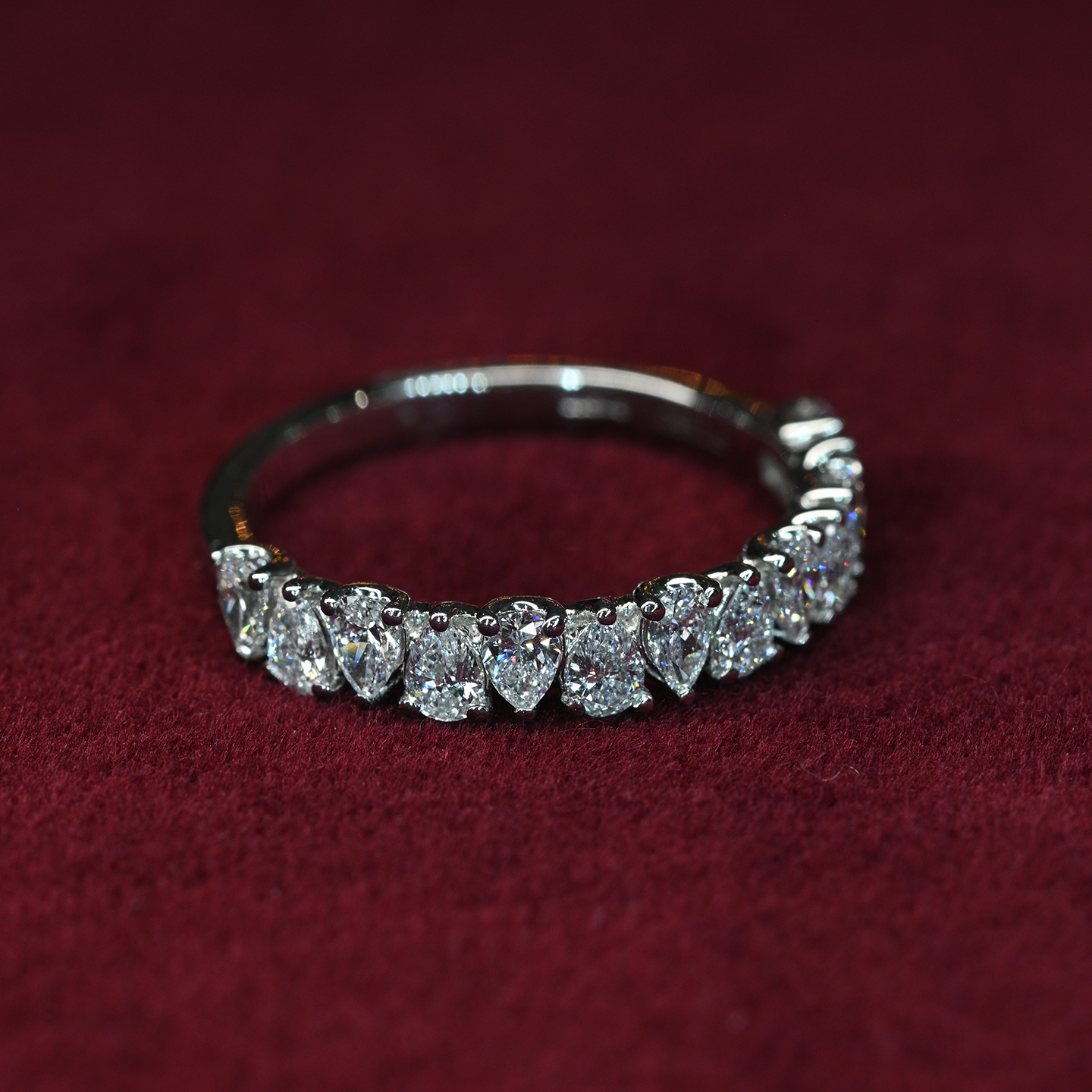 Beards Platinum Pear Cut Lab-Grown Half Eternity Ring