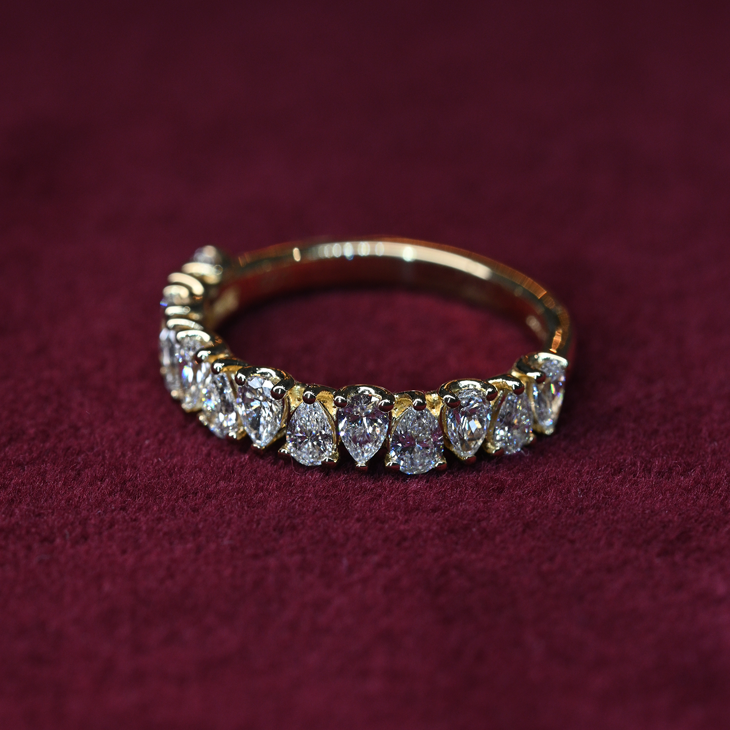 Beards 18k Yellow Gold Pear Cut Lab-Grown Half Eternity Ring