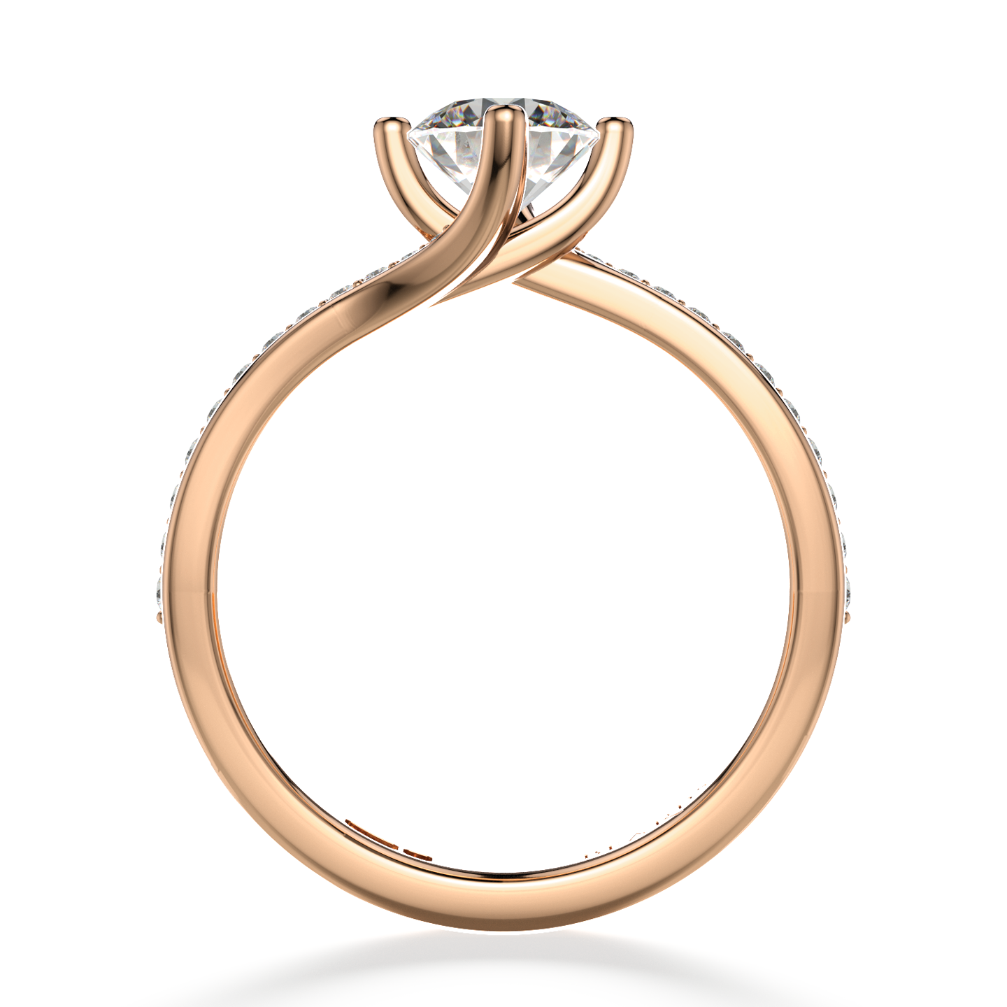 Classic Twist Solitaire Pavé Rose Gold
