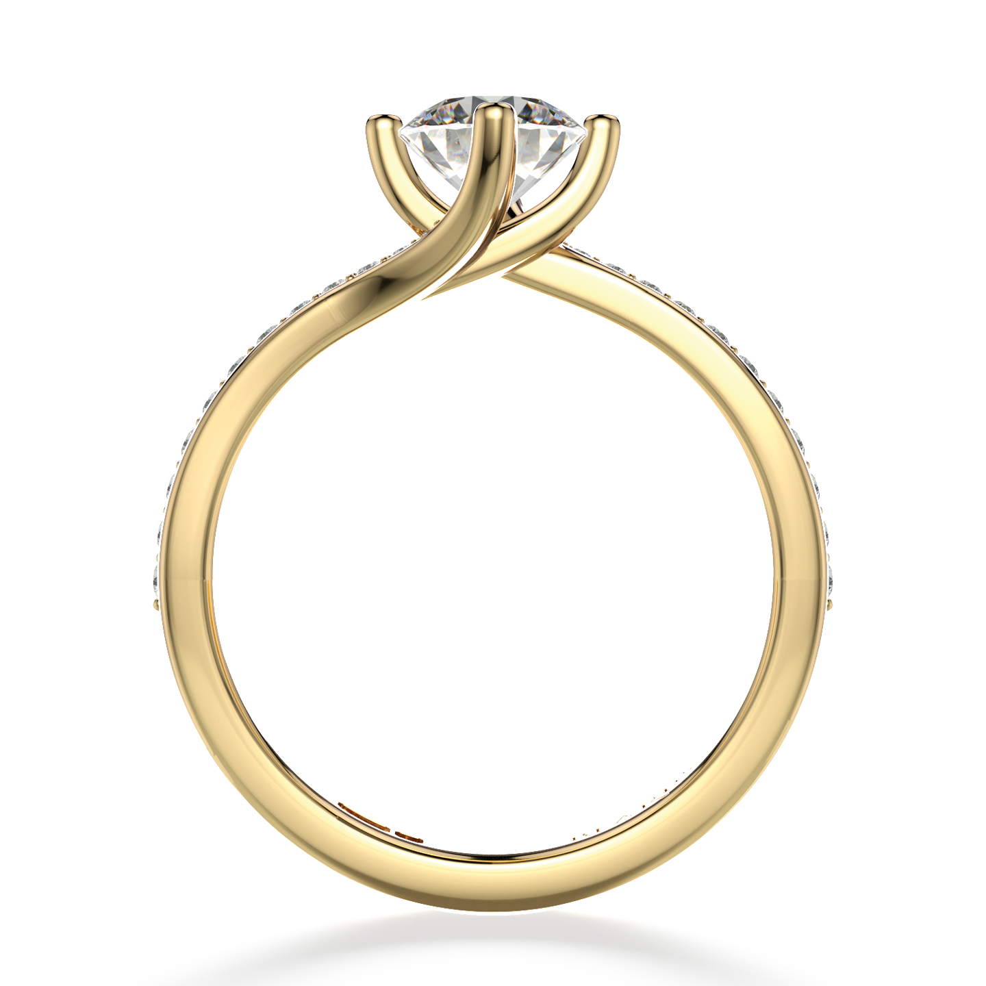 Classic Twist Solitaire Pavé Yellow Gold