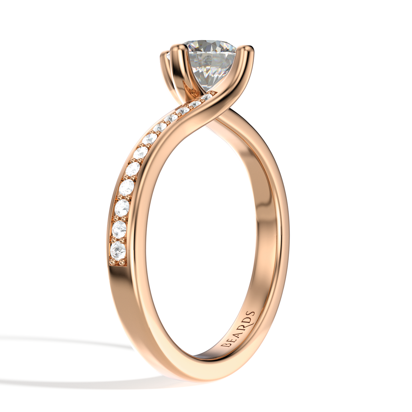 Classic Twist Solitaire Pavé Rose Gold