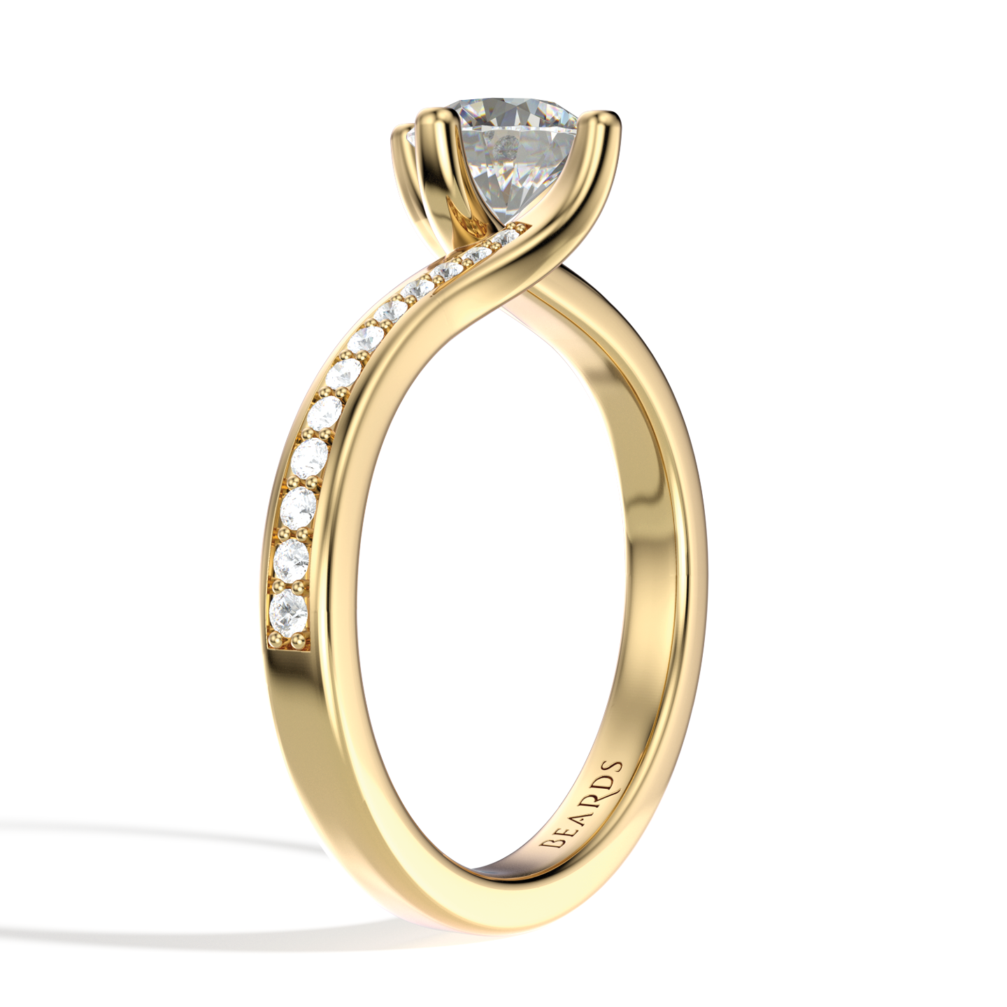 Classic Twist Solitaire Pavé Yellow Gold