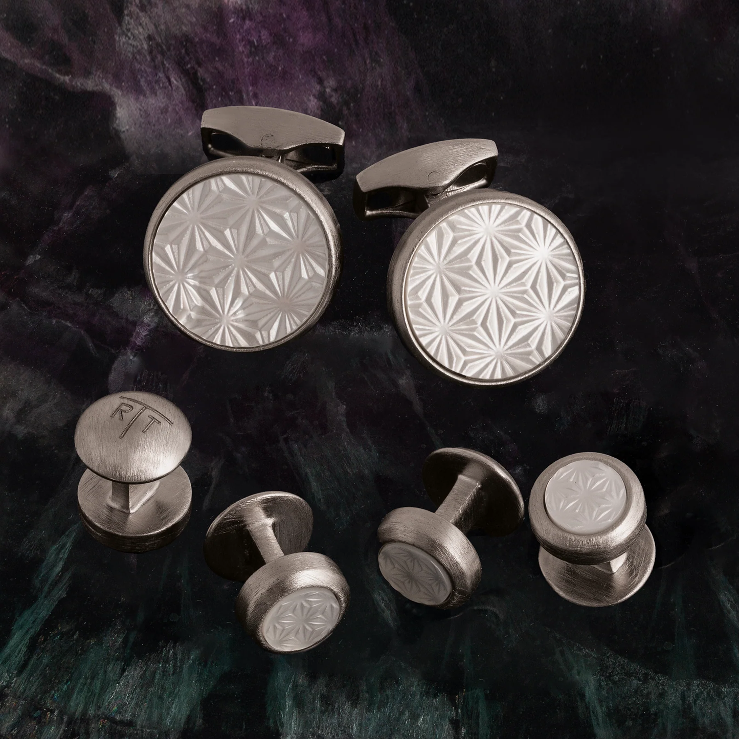 Tateossian Asanoha Cufflink & Stud Set