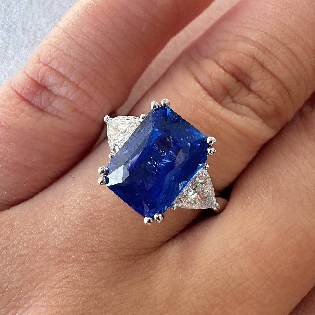 Beards Platinum Sapphire & Diamond Three Stone Ring 02-1215