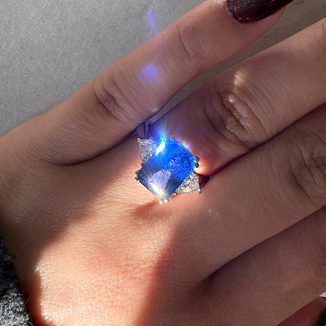 Beards Platinum Sapphire & Diamond Three Stone Ring 02-1215