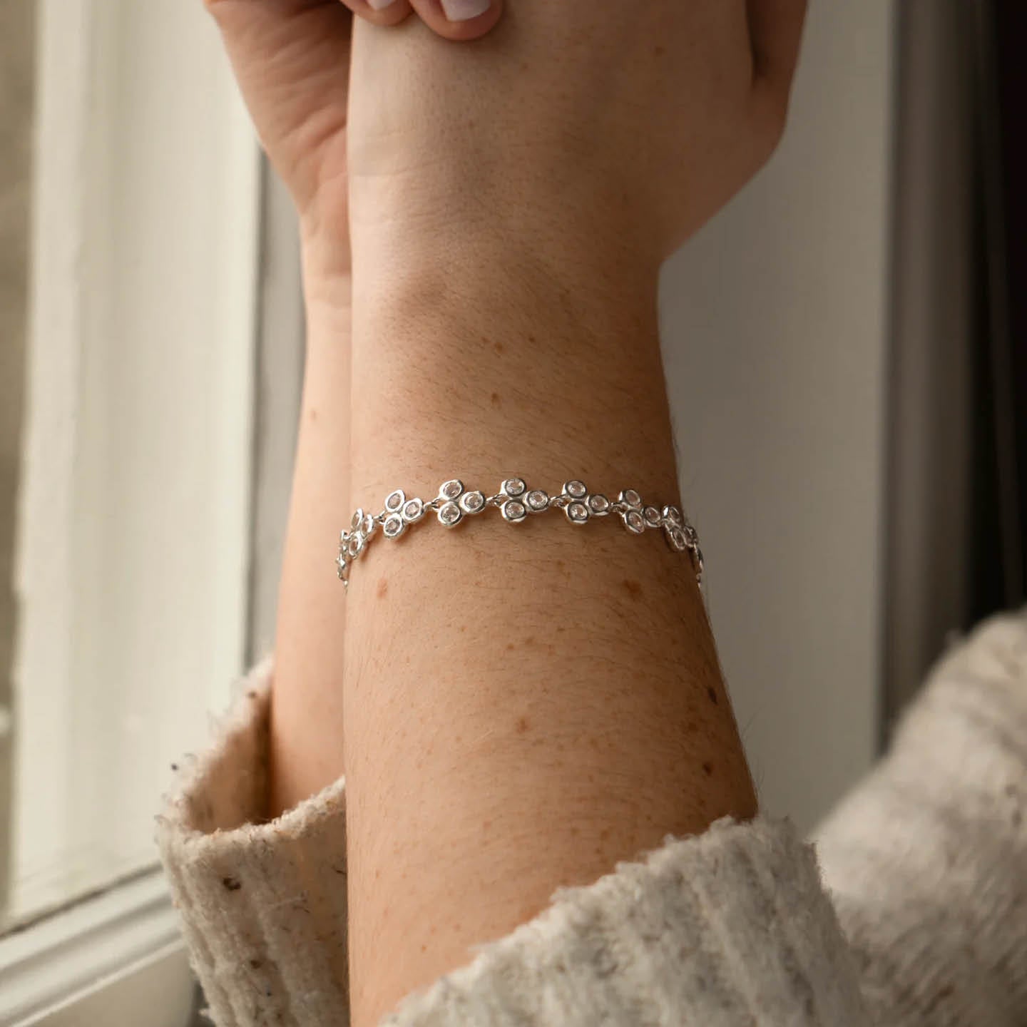 Dower & Hall Ice Trio Array Line Bracelet TWB60-S-WT