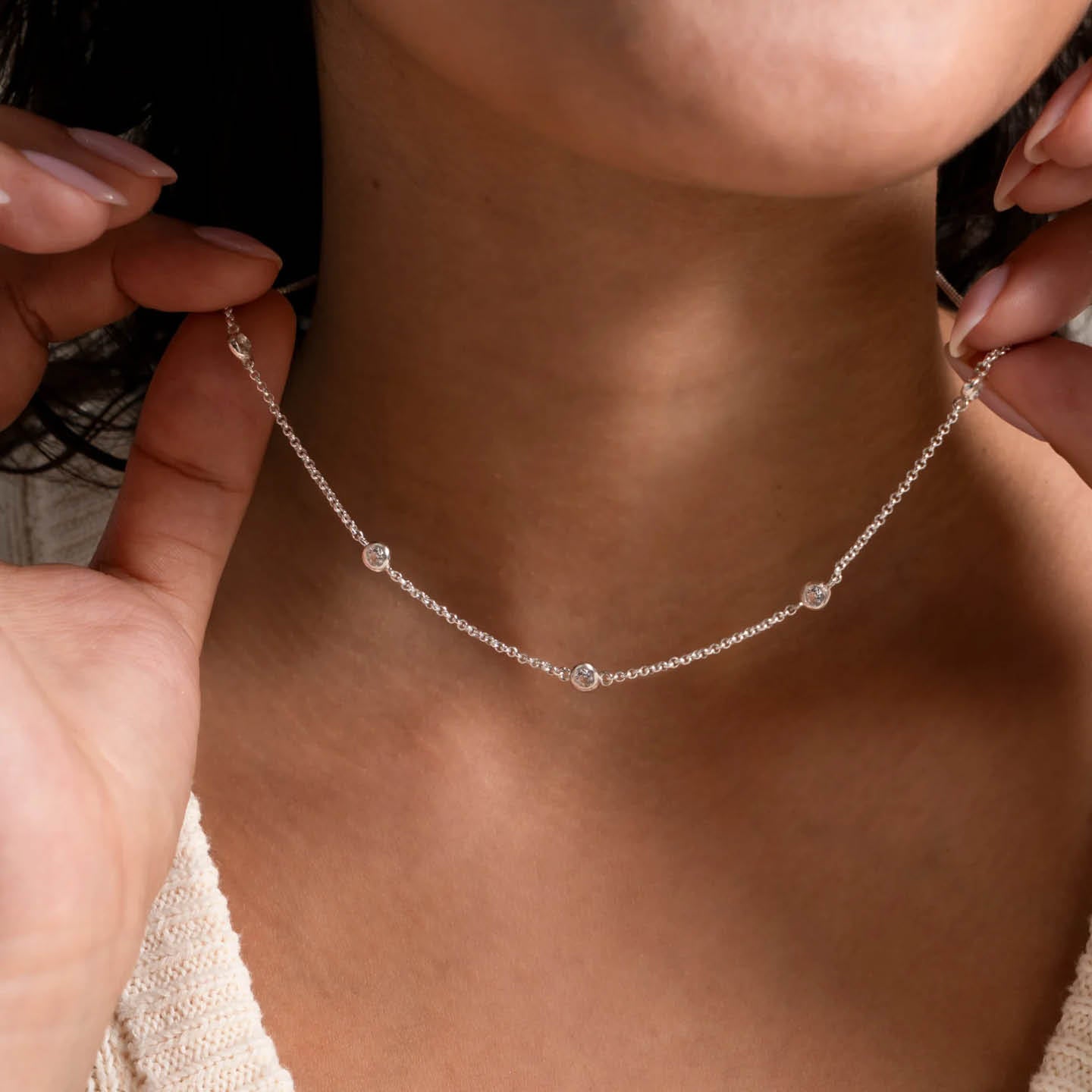 Dower & Hall Dewdrop Chain Necklace TWN11-S-WSAPP-18