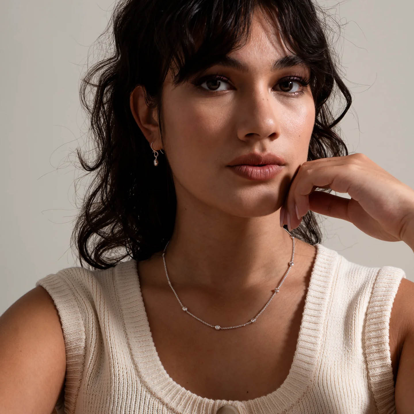 Dower & Hall Dewdrop Chain Necklace TWN11-S-WSAPP-18