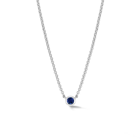 Dower & Hall Sapphire Round Dewdrop Necklace TWP4-S-BSAPP-18
