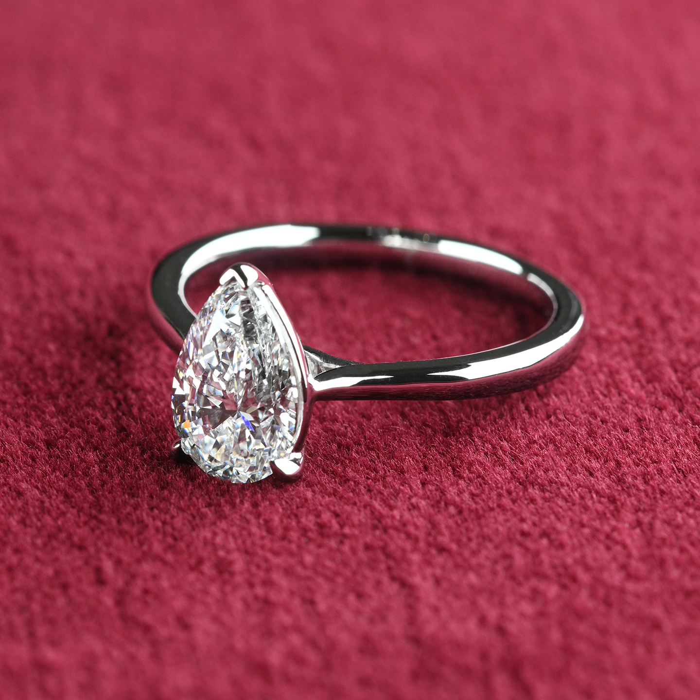 Beards Platinum Lab-Grown Pear-Cut Ring