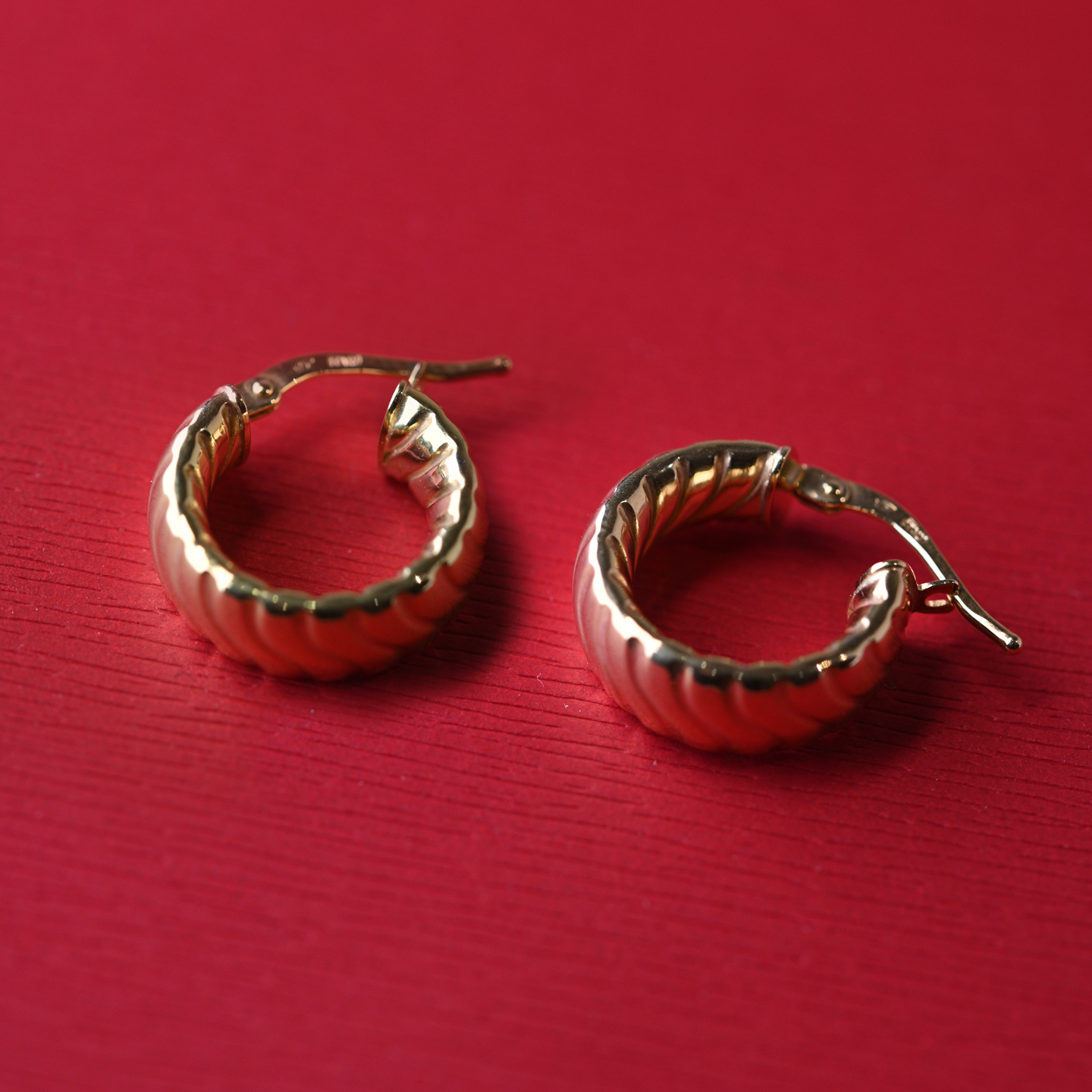 Beards Wave Ear Hoops Yellow Gold EA179