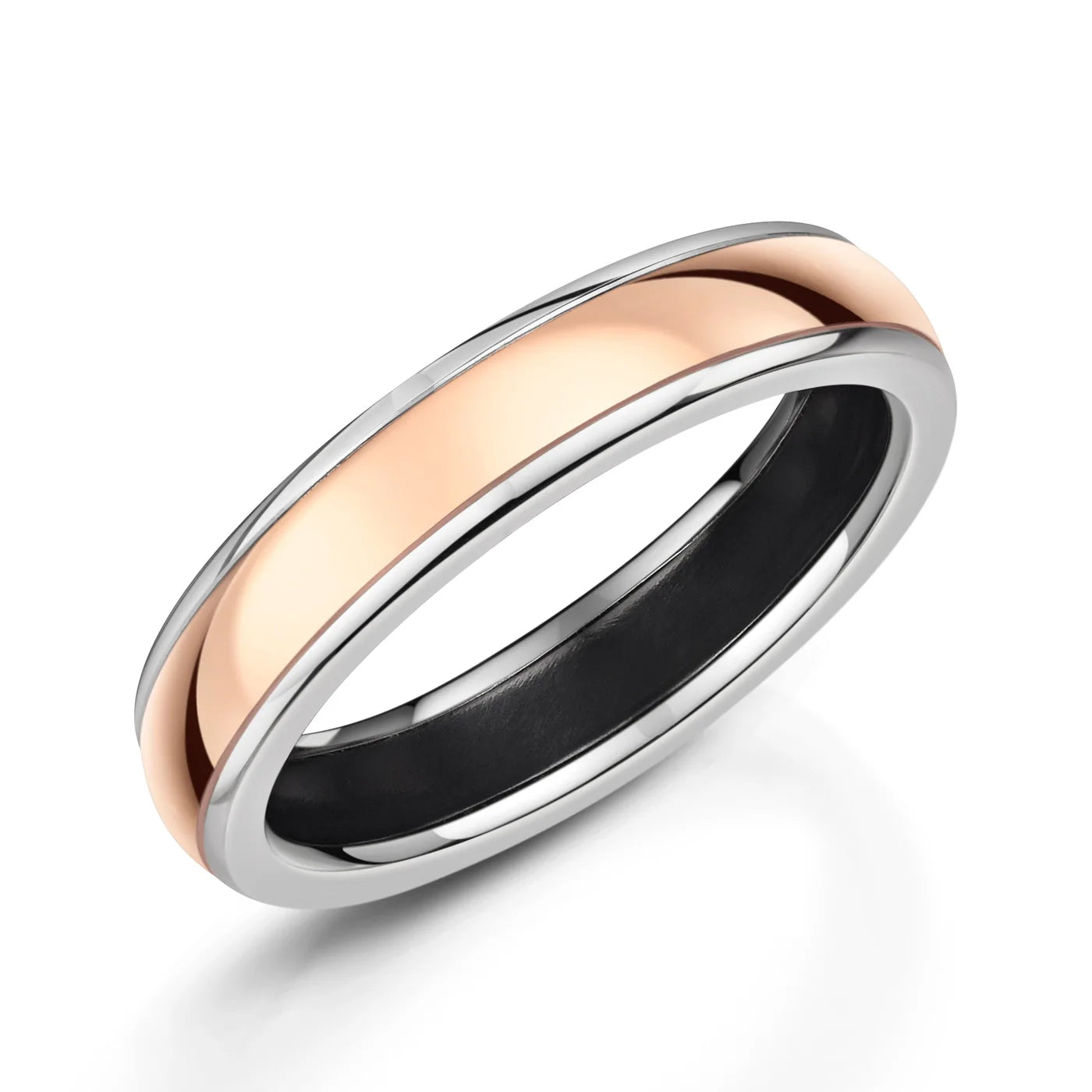 Zedd Duo Zirconium Men's Wedding Band 5mm ZR601 Bicolour