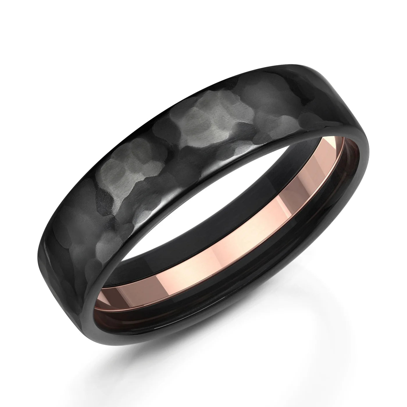 Zedd Pure Zirconium Men's Hammered Wedding Band 6mm ZT326/HAM