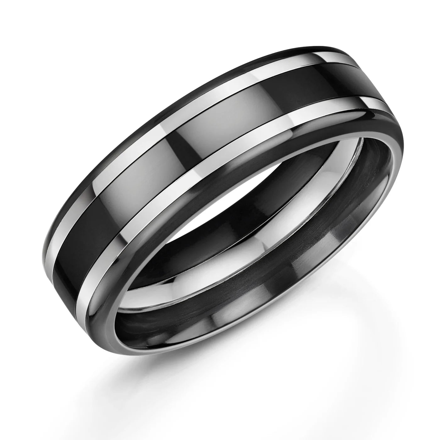 Zedd Duo Zirconium Men's Wedding Band 7mm ZR510/7