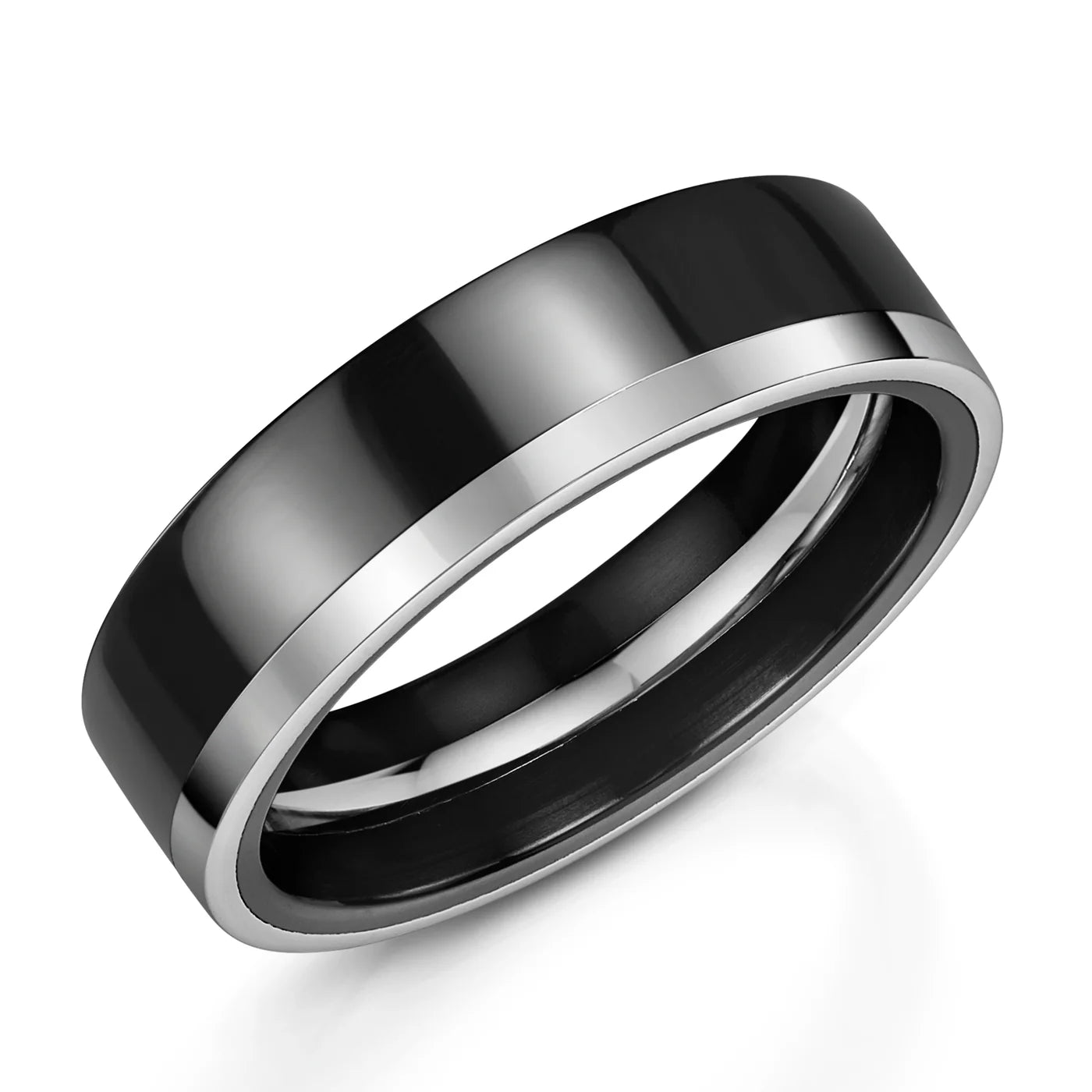 Zedd Duo Zirconium Men's Wedding Band 6mm ZT562