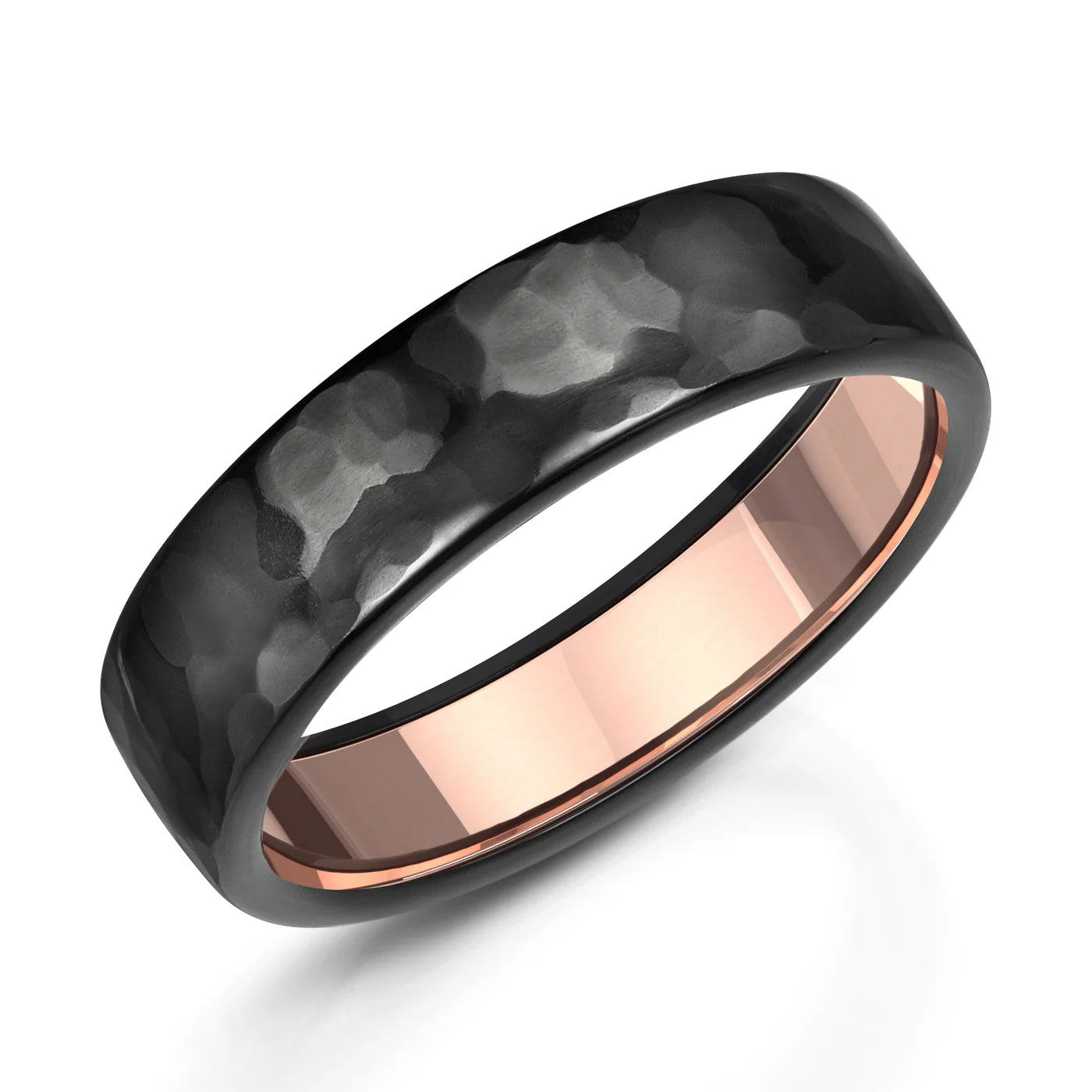 Zedd Pure Zirconium Men's Hammered Wedding Band 6mm ZZ326/HAM