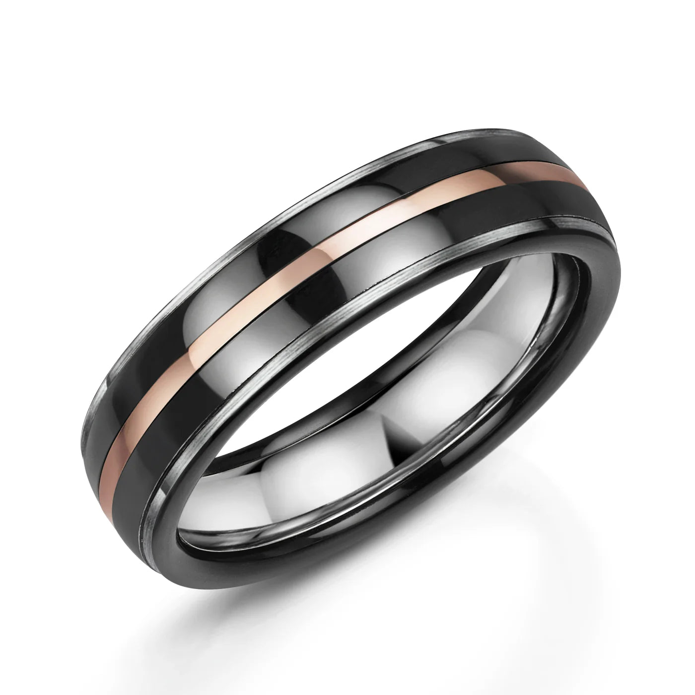Zedd Duo Zirconium Men's Wedding Band 6mm ZZ503