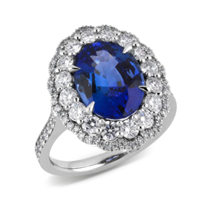 Beards Oval Cut Sapphire Cluster Ring