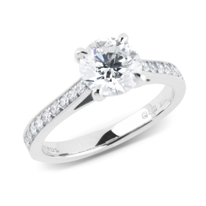 Beards 4-Claw Round Brilliant Cut Diamond Platinum Engagement Ring 1.50ct