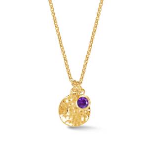 Dower & Hall Hammered Disc & 5mm Amethyst Array Pendant