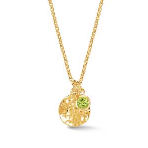 Dower & Hall Hammered Disc & 5mm Peridot Array Pendant