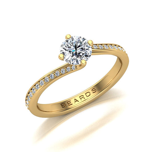 Beards Round Brilliant Cut Diamond 18ct Yellow Gold Twist En