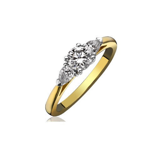 Round Brilliant and Pear Cut Diamond Ring