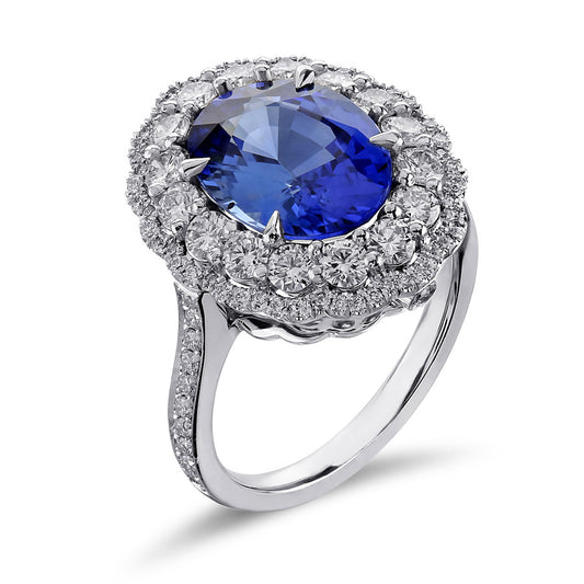 Beards Oval Cut Sapphire Cluster Ring