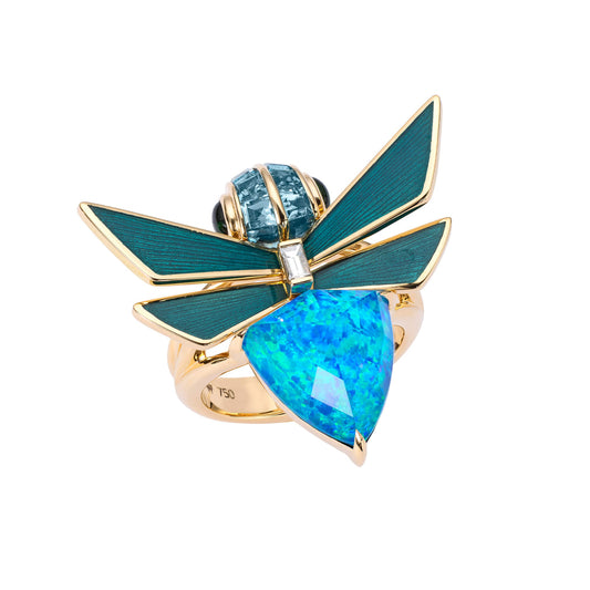 Jitterbug Black Opalescent Ring