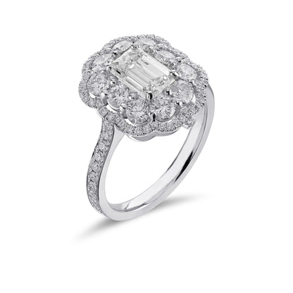 Emerald Cut Diamond Lilypad Ring