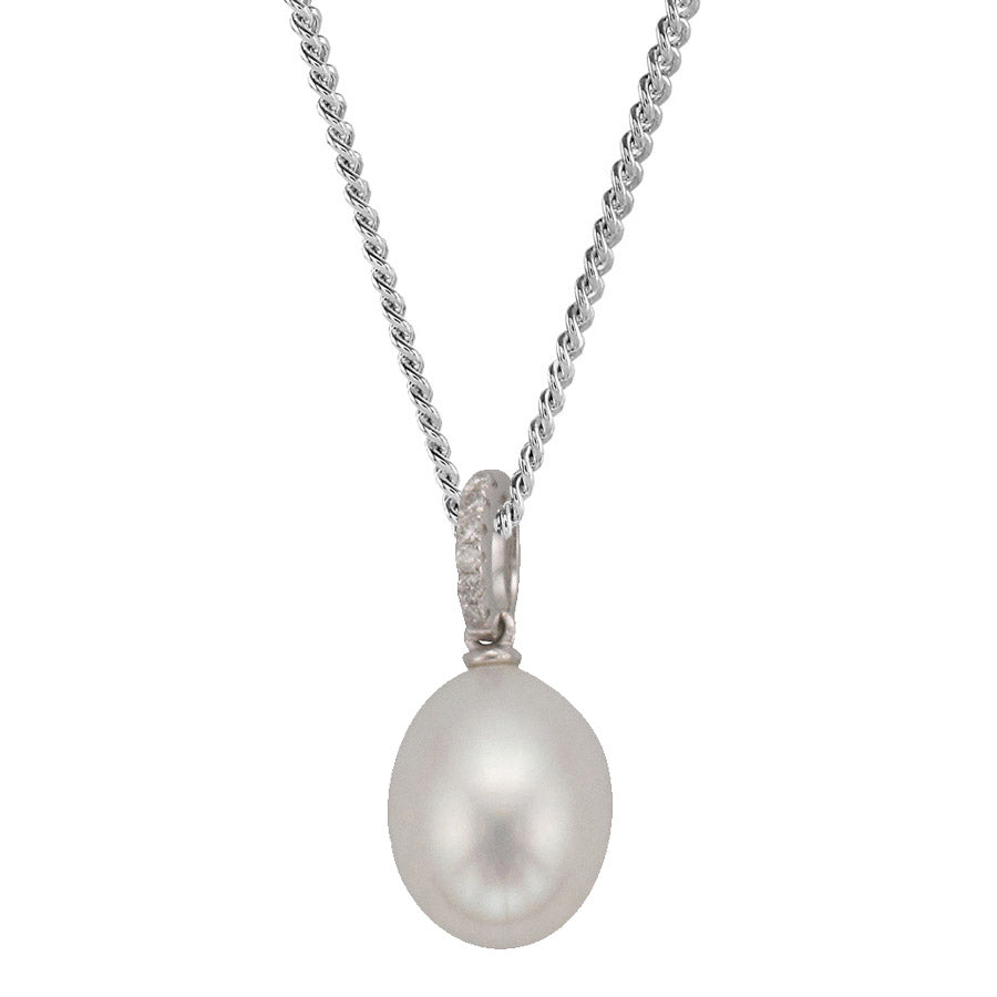 Beards Freshwater Pearl, Diamond & 18ct White Gold Pendant