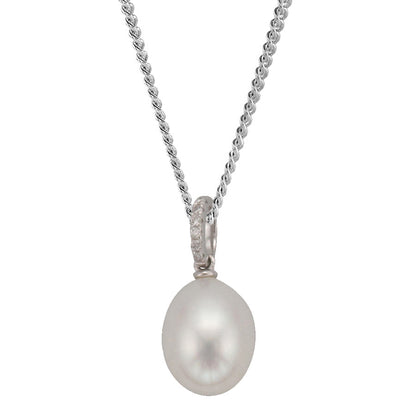 Beards Freshwater Pearl, Diamond & 18ct White Gold Pendant
