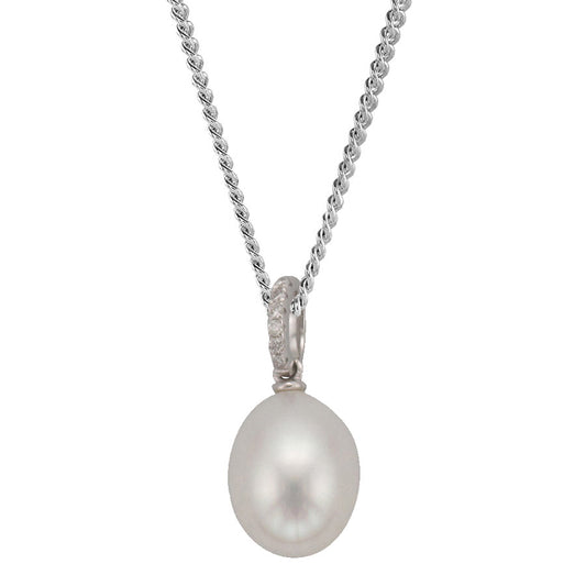 Beards Freshwater Pearl, Diamond & 18ct White Gold Pendant