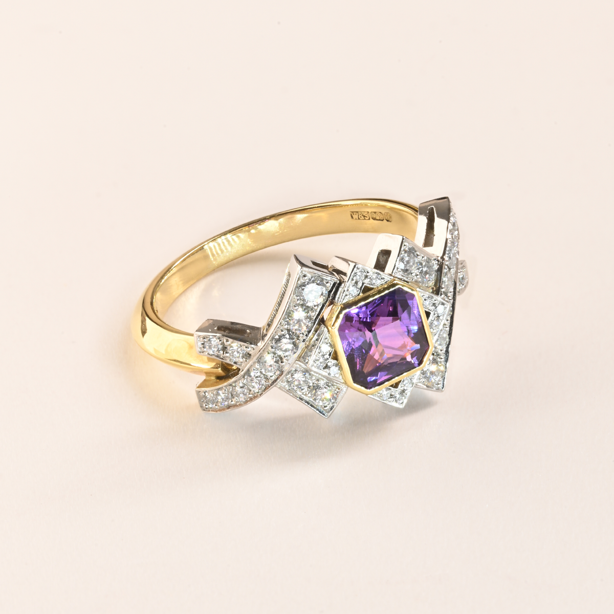 Beards Radiant Cut Purple Sapphire Ring
