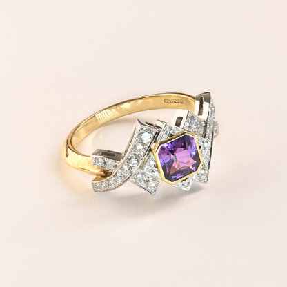 Beards Radiant Cut Purple Sapphire Ring