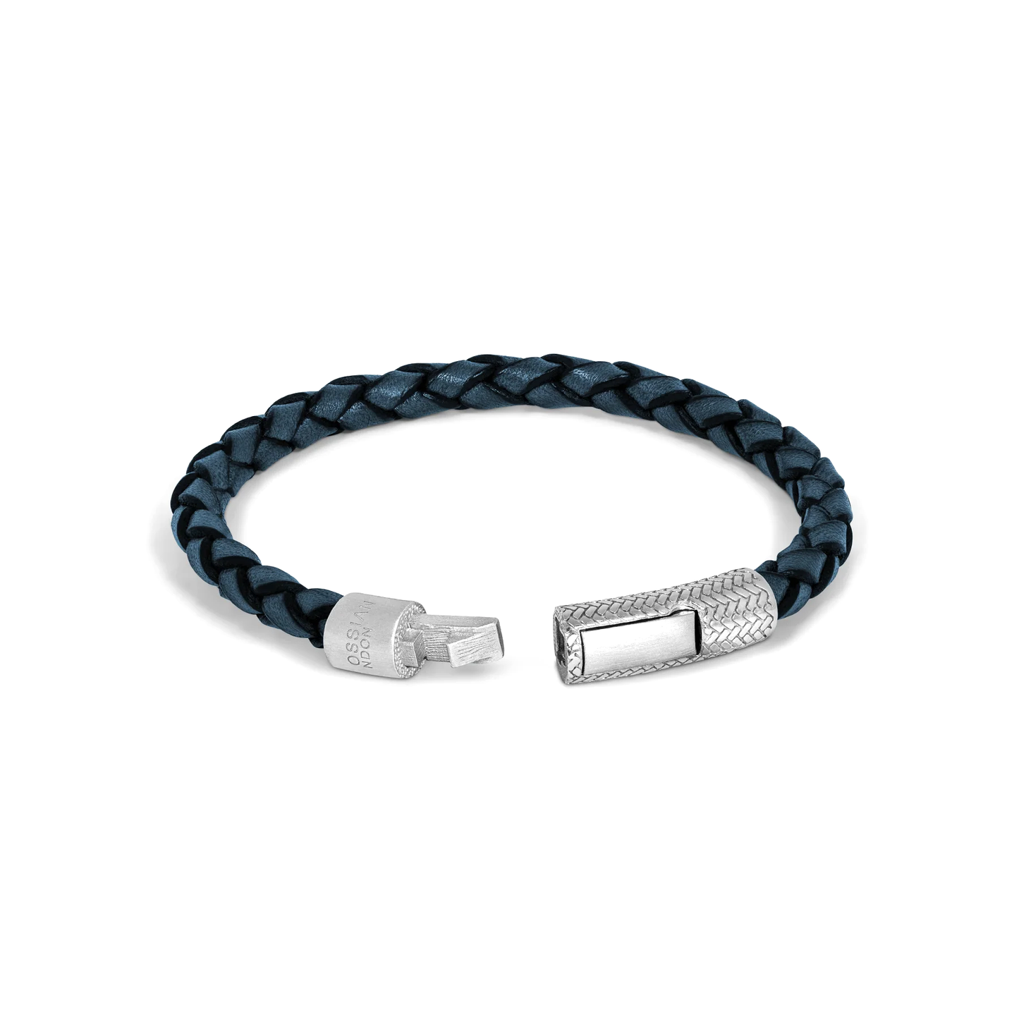 Tateossian Herringbone Click Blue Medium