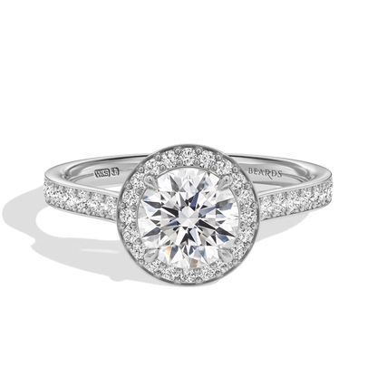 Classic Round Cut Halo Platinum Pavé
