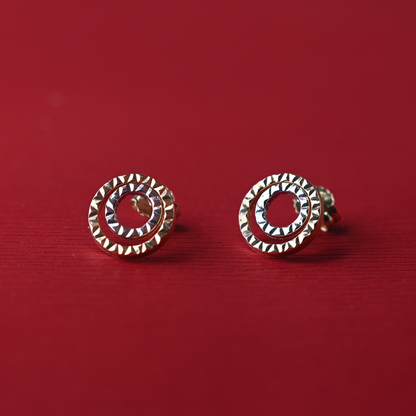 Beards Double Hoop Ear Studs Yellow & White Gold SE645