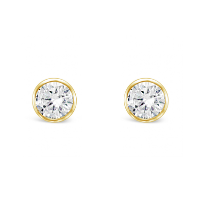 Beards 18k Yellow Gold Bezel Set Lab-Grown Studs
