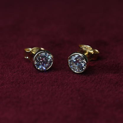 Beards 18k Yellow Gold Bezel Set Lab-Grown Studs
