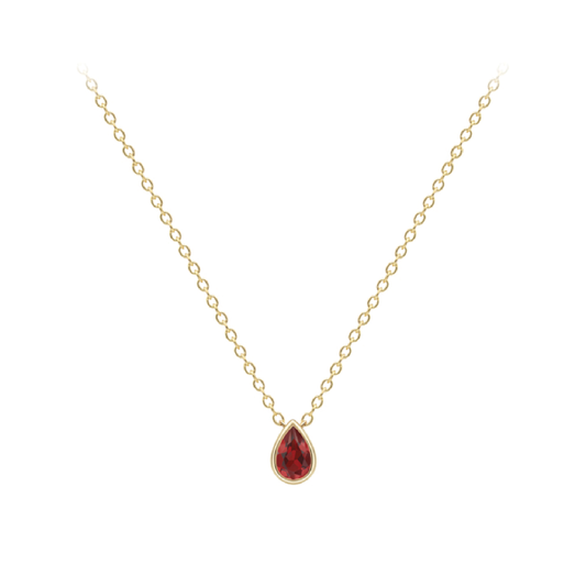 Beards 9ct Yellow Gold Pear Cut Garnet Necklace CA089-18