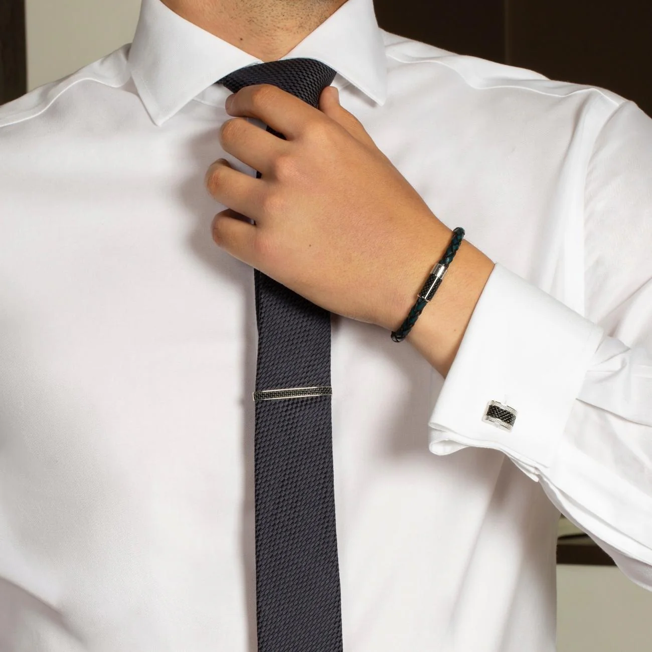 Tateossian Carbon D-Shape Cufflinks