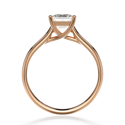 Classic Four Claw Solitaire Princess Cut Rose Gold