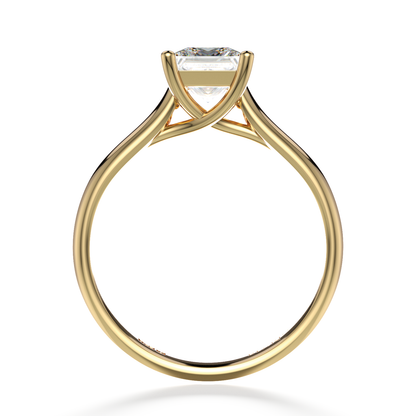 Classic Four Claw Solitaire Princess Cut Yellow Gold